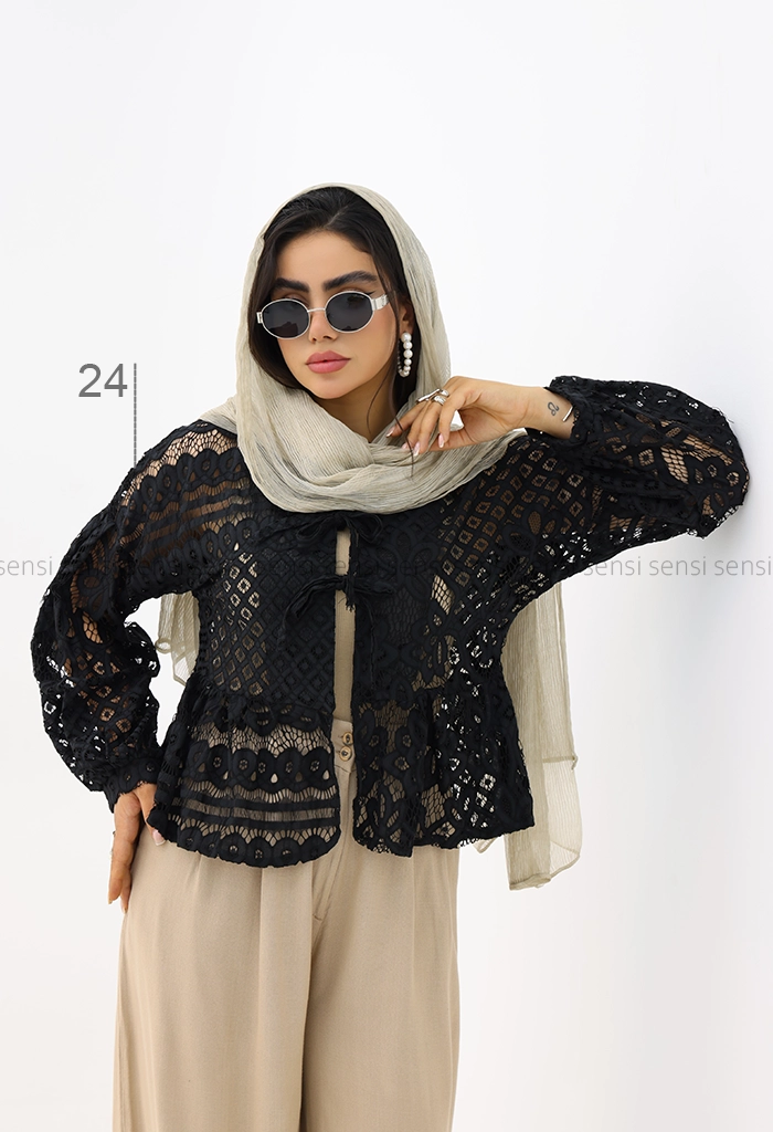 مانتو زنانه عروسکی گیپور کد1006095